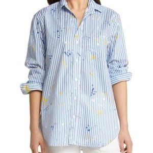 Frank & Eileen Blue and White 3/4 Sleeve Button Down Shirt